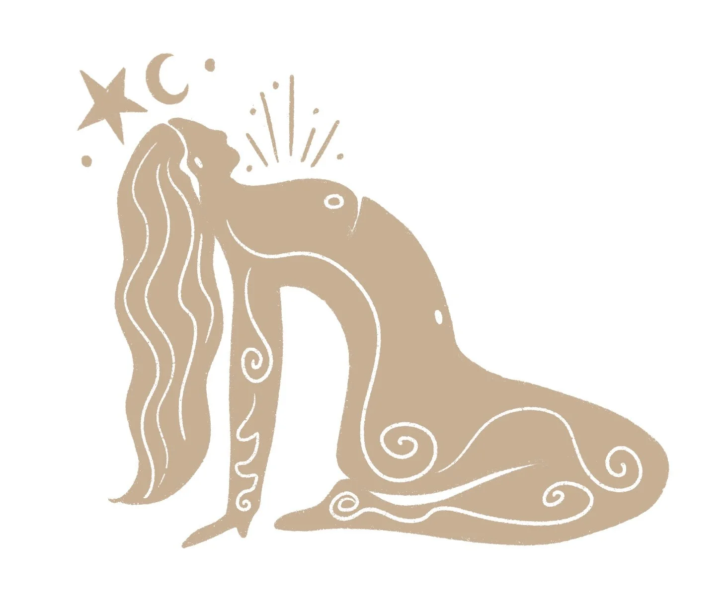 Mermaid and moon line art