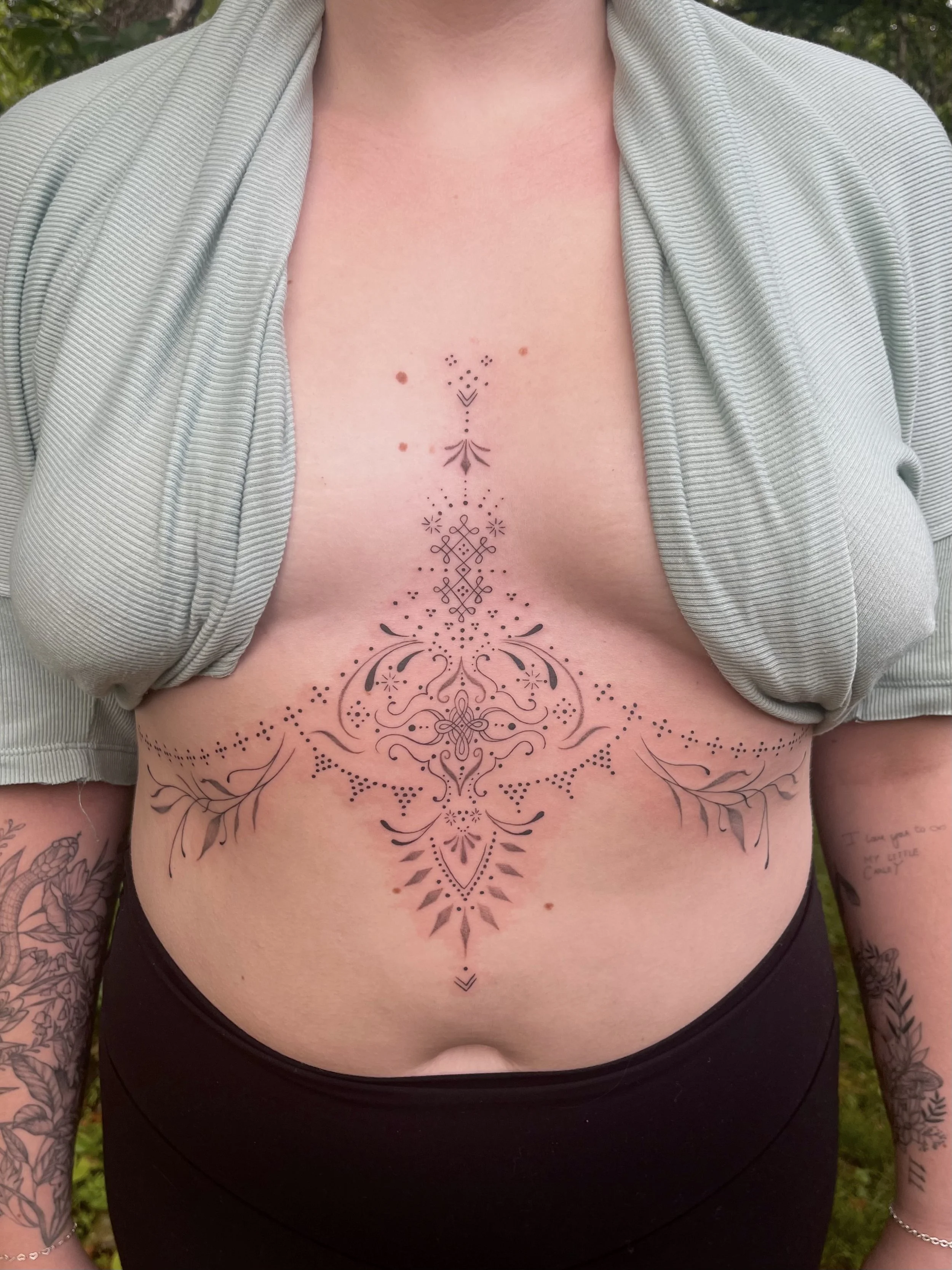 Geometric floral chest piece